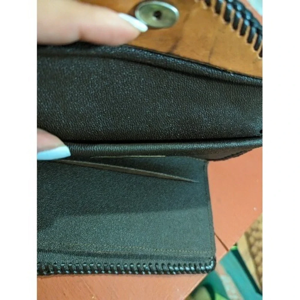 Vintage Handmade Western Leather Embossed Clutch Wallet‎ Tooled Flowers